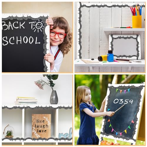 Kolldenn 68.9ft Black and White Bulletin Board Border Black White Squiggles and Stripes Classroom Borders Trim Rolled Die Cut for Bulletin Board Chalkboard School Teachers Wall Decor(Composition Dots) - style: Composition Dots