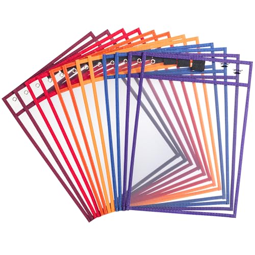 Mr. Pen- Reusable Dry Erase Pocket Sleeves, 10" x 14", 12 Pack | Sunset Color, Clear Plastic Paper Sleeves, Ticket Holders, Clear Plastic Sheet Protectors, Teacher, School - color: Sunset, size: 12 Pack
