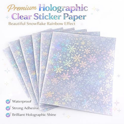 Bleidruck 25 Sheets 8.25x11.7 Inches Snowflake Holographic Premium Cold Laminated Film Glitter Holographic Overlay Laminating Self Adhesive Film - style: Snowglake