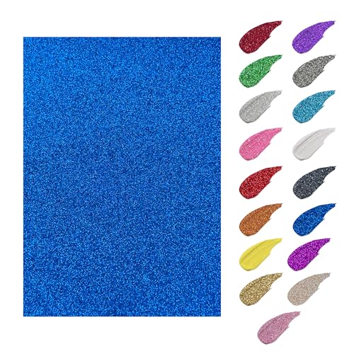 YZH Crafts Glitter Cardstock Paper, No-Shed Shimmer Glitter Papers, Cut Craft and DIY Projects Card stock, Sparkly Paper for Card Making, 8.27 x 11.69 Inch, A4 Size, 10 Sheets (Royal Blue)