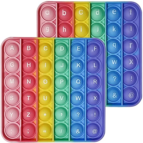 Alphabet Pop Fidget Toy Letters ABC Numbers Learning and Educational Toys Square Sensory Toys Popper Games Stress Relief Gifts for Kids Macaron 2 Packs Single Side(Uppercase and Lowercase Letters) - size: Macaron, style: 2 Packs Uppercase and lowercase le