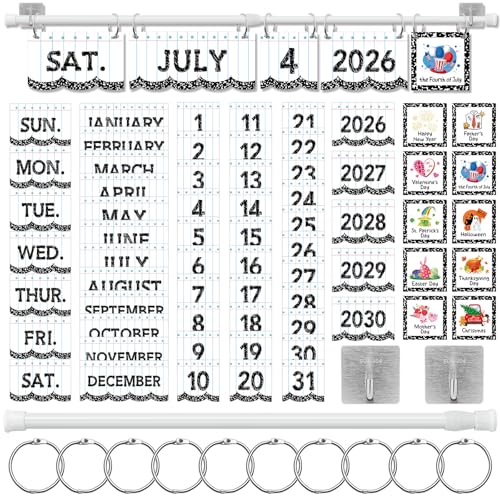 MotiMind 65 Pcs 2026 Composition Flip Calendar Bulletin Board Set Flip Calendar with Adjustable Holder Colorful Classroom Decor Include 65 Date Card for Back to School Home Decor Supplies - style: Composition