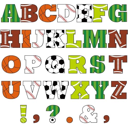 150 PCS Large 6" Bulletin Board Letters Set, Sports Party Football Soccer Classroom Alphabet Cutout Letter for Bulletin Board Display School, A Great Helper to Inspire Students' Learning Interest - style: Sports