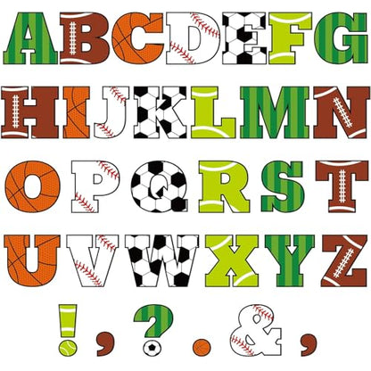 150 PCS Large 6" Bulletin Board Letters Set, Sports Party Football Soccer Classroom Alphabet Cutout Letter for Bulletin Board Display School, A Great Helper to Inspire Students' Learning Interest - style: Sports