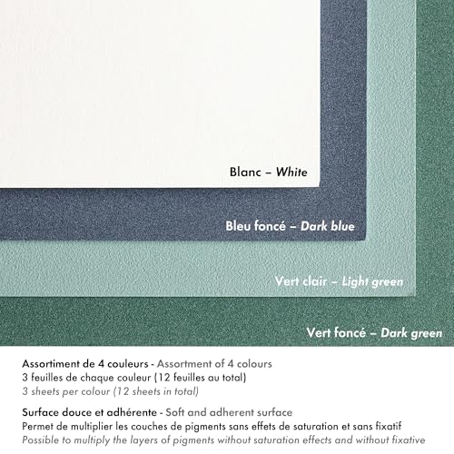 Clairefontaine - Ref 96115C - Pastelmat Pastel Card Pad No.5 (12 Sheets) - 360gsm Card - 30 x 40cm - Assorted Colours - Specially Formulated for Use with Pastels - size: 30 x 40 cm, style: Card Pad No 5
