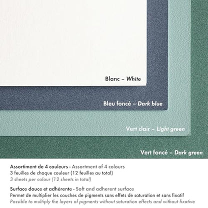 Clairefontaine - Ref 96115C - Pastelmat Pastel Card Pad No.5 (12 Sheets) - 360gsm Card - 30 x 40cm - Assorted Colours - Specially Formulated for Use with Pastels - size: 30 x 40 cm, style: Card Pad No 5