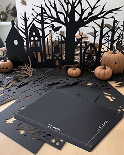 Black Cardstock Paper 8.5 x 11, 60 Sheets 250g Black Printer Card Stock, Heavy Construction Paper for Card Making Printing Craft Drawing Scrapbooking Cutting - color: Black-60pcs