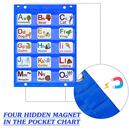 Lincia 6 Pcs Classroom Magnetic Pocket Chart Squares Teacher Small Mini Pocket Chart Organizer Back to School Resources for Homeschool Schedule Activities, 6 Colors(17.7 x 14 Inch)