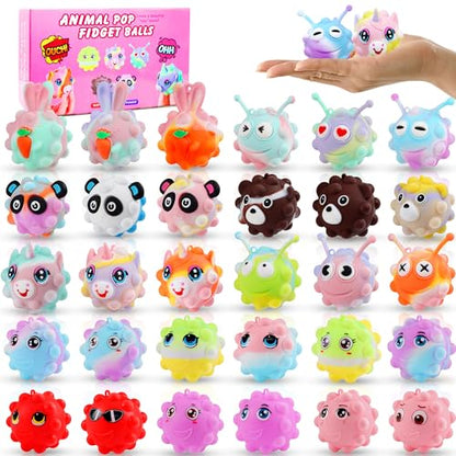 30 Pack Animal Pop Balls Party Favors for Kids,3D Pop Balls Fidget Toys,Birthday Gifts for Boys & Girls,Goodie Bag Stuffers,Pinata Stuffers Filler,Carnival Prizes,Treasure Box Toys,Kids Prizes - style: 30PCS Animal Pop balls