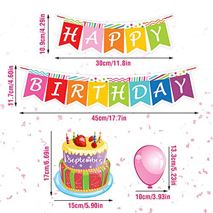 Outus 20 Pcs Happy Birthday Bulletin Board Set Birthday Chart Classroom Wall Decoration Cutouts B-Day Calendar Poster for School Class Bulletin Board Teaching Supply(Bright Style) - style: Bright Style