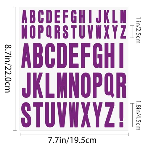 Letter Stickers 636 Pcs Alphabet Sticker,1 inch 2 inch Self Adhesive Vinyl Letter Stickers Aesthetic Waterproof Decals for Scrapbooking Water Bottles Cup Mailbox Poster Bulletin Board (12, Purple) - color: Purple