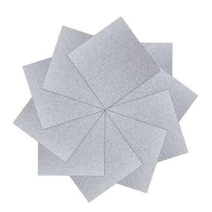 YZH Crafts Glitter Cardstock Paper, No-Shed Shimmer Glitter Papers, Cut Craft and DIY Projects Card stock, Sparkly Paper for Card Making, 12 x 12 Inch, 10 Sheets, 250 GSM (Sliver)