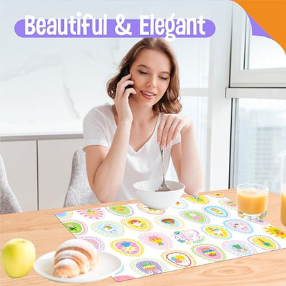6 Pack Easter Placemats, Non-Slip Washable, Reusable Placemat - Bunnies, Flowers, Easter Eggs, Holiday Theme Placemats for Home, Office, Restaurant, Dining Table, Adults, Kids - style: Easter