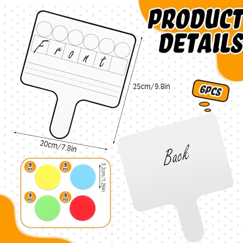 Seajan 6 Pack Magnetic Dry Erase Whiteboards with Elkonin Boxes, Phonemic Awareness and Phonics Activities, Science of Reading Manipulatives, Kindergarten Classroom &Home School Supplies(Black) - color: Black