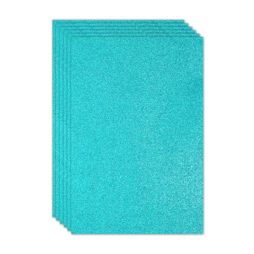 PATIKIL 2mm(1/10") Thick Adhesive Glitter Foam Sheet 16x24inch(40x60cm) Blue Green, EVA Shiny Foam Board for Craft, 6 Pcs - color: Blue Green