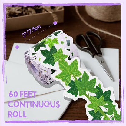 60 Feet Bulletin Board Borders, Scalloped Rolled Border Trim with Ivy Leaves Patterns for School, Classroom & Offices - color: Lvy Leaves