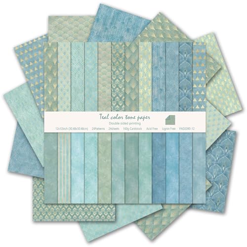 24 Sheets Scrapbook Paper - Boho Patterned Cardstock Paper Pads, 12"x12" 160gsm Coloured Double Sided Decorative Craft Papers for Scrapbooking, Card Making, Journaling and DIY Projects (Boho 2) - color: Boho 2