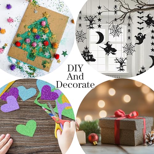 YZH Crafts Glitter Cardstock Paper, No-Shed Shimmer Glitter Papers, Cut Craft and DIY Projects Card stock, Sparkly Paper for Card Making, 12 x 12 Inch, 10 Sheets, 250 GSM (Sliver)