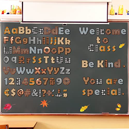 230pcs Letters Combo Pack Set, Fall Thanksgiving Classroom Alphabet Letters Numbers Bulletin Board Block Decor Accents Cutouts for Students Kids - style: Fall