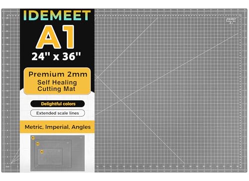 Premium 24" x 36" Large Self Healing Sewing Mat, 5-Ply Rotary Cutting Mat for Quilting, Double-Sided Cutting Board for Crafts Cutting Fabric Leather Modeling Projects, Anthracite Gray A1 - color: Anthracite Gray, size: A1:24‘’x36‘’