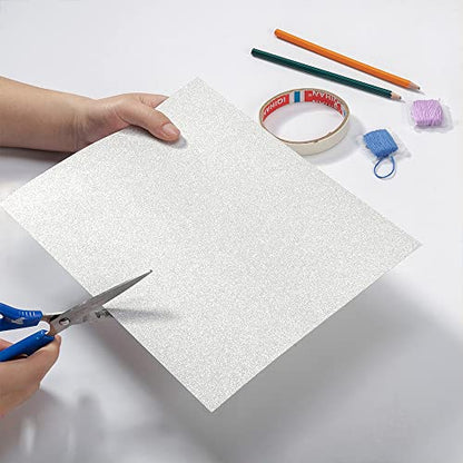 20 Sheets Glitter Thick Paper Cardstock Blank, 8.5 x 11 inches, Silver | For DIY Birthday, For Wedding Party Supplies, Invitation Cards Making - color: Silver