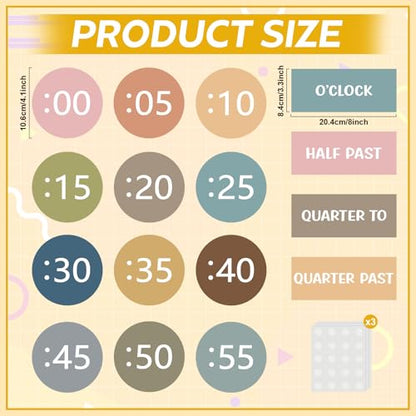 Boho Rainbow Clock Numbers Bulletin Board Kits, Telling Time Teaching Clock for Kids Labels, Learning to Tell Time Cutouts for Elementary Math Classroom Must Haves (Boho) - color: Boho