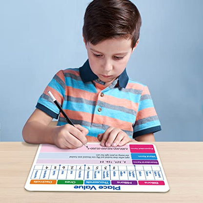 Dry Erase Place Value Whiteboard,9" x 12" Double Sided Dry Erase Boards for Kids for Teaching Place Values from Billions to Decimal Numbers,Math Manipulatives White Board for Students - style: Place Value