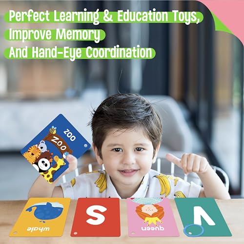 SpriteGru Alphabet Flash Cards, 52 Double Sided Cards, Uppercase & Lowercase Letter Cards, Letters and Sight Words Learning Cards for Preschool and Toddlers Learning - style: Alphabet Flash Card