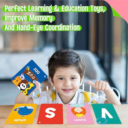 SpriteGru Alphabet Flash Cards, 52 Double Sided Cards, Uppercase & Lowercase Letter Cards, Letters and Sight Words Learning Cards for Preschool and Toddlers Learning - style: Alphabet Flash Card