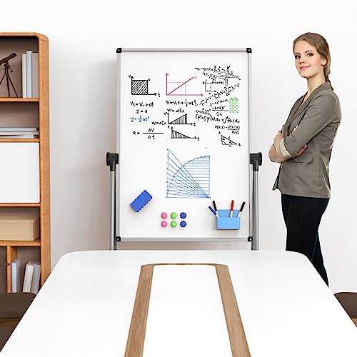 Double Sided White Board with Stand - 40x28 Portable Whiteboard Easel with Height Adjustable & 360° Rotation for Home Office Classroom, Standing Dry Erase Board for Presentation - size: 28"W x 40"H