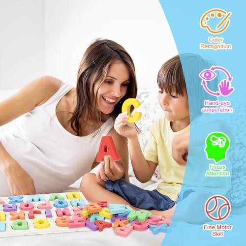 Kairsya Alphabet Puzzle - montessori Wooden Puzzles for Toddlers 1-5 | abc Alphabet Puzzles Learning Toys for toddlers toddler learning toys Preschool Educational Gift for kids Lowercase Letter Puzzle - style: Lowercase Letters Puzzle