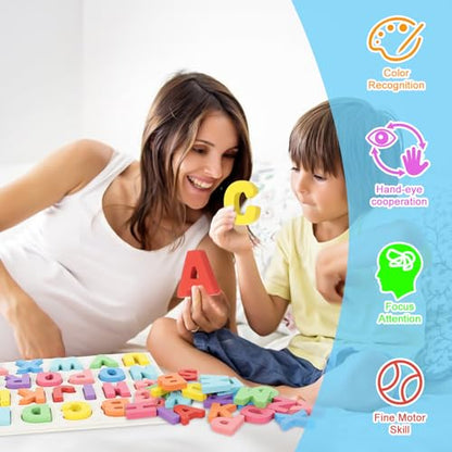 Kairsya Alphabet Puzzle - montessori Wooden Puzzles for Toddlers 1-5 | abc Alphabet Puzzles Learning Toys for toddlers toddler learning toys Preschool Educational Gift for kids Lowercase Letter Puzzle - style: Lowercase Letters Puzzle