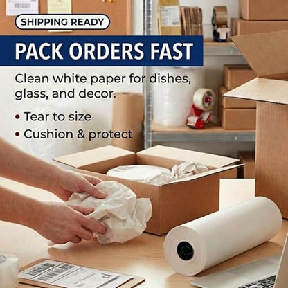 Box USA Packing Paper Roll 15" x 1400ft (1,000 Sheets 17" Equivalent) - Newsprint Paper for Shipping, Storage and Moving Supplies, White - size: 15"