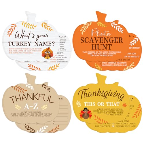 COCHIE Thanksgiving Games for Family Party Adults Office Large Groups, What is Your Turkey Name Games, Autumn Photo Scavenger Hunt Game, Fall This or that Classroom Activities (Pumpkin) - style: Pumpkin