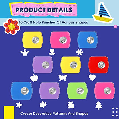 Gueevin 22 Pcs Craft Scissors Decorative Edge and Hole Punch Shapes Craft Set, Including 12 Paper Edge Scissors, 10 Pattern Paper Punch for DIY Art, Kids Adults, Card Making, School Supplies