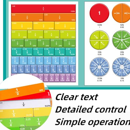 Magnetic Fraction Demonstration Book, 103 PCS Magnetic Fraction Tiles & Fraction Circles, Educational Puzzle Math Fraction Disc Set,Math Puzzle Learning Building Block Set for Classroom