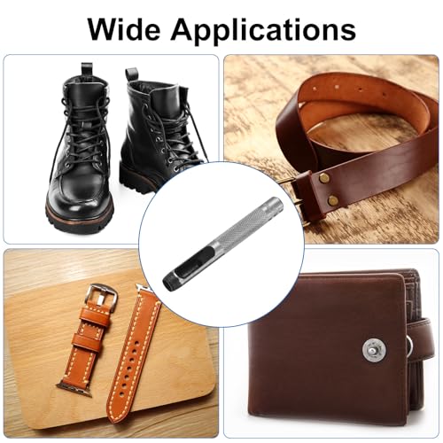 HARFINGTON 2pcs Leather Round Hole Punch, 8mm Hollow Hole Puncher Cutter Carbon Steel Circle Hole Punching Cutting Tool for Belt/DIY Leather Craft - size: 8mm