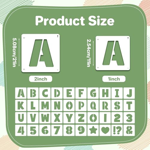 80Pcs Letter Stencils Alphabet and Number Stencil for Painting Reusable Small Alphabet Stencil for Crafts Letter Drawing Stencils on Wall DIY Art Project Rock Fabric Chalkboard(80,1Inch&2Inch) - size: 1Inch&2Inch