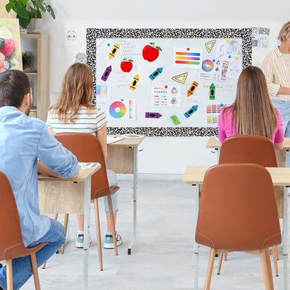 Tenceur 160ft Classroom Bulletin Board Borders Decoration, 6 Rolls Apple Crayon Pencil Borders for Bulletin Board, Scalloped Border Trim for Summer Back to School Office Chalkboard Whiteboard Poster - style: Teacher Style