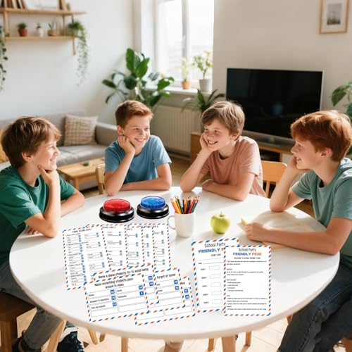 School Party Friendly Feud Game with 2 Answer Buzzers, Graduation Team Building Class Reunion Feud Cards for School Game Night Fun Trivia Quiz for Students Teachers Groups Holiday Gatherings