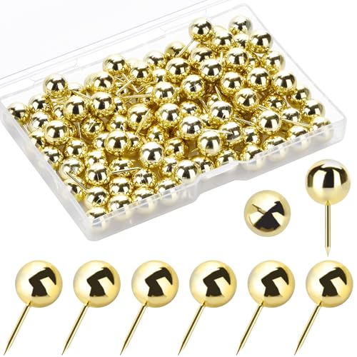 60 Pcs Push Pins, Thumb Tacks for Decorative Wall,Gold Thumbtacks for Bulletin Board Corkboard Map Calendar Photo Home Office - color: Gold
