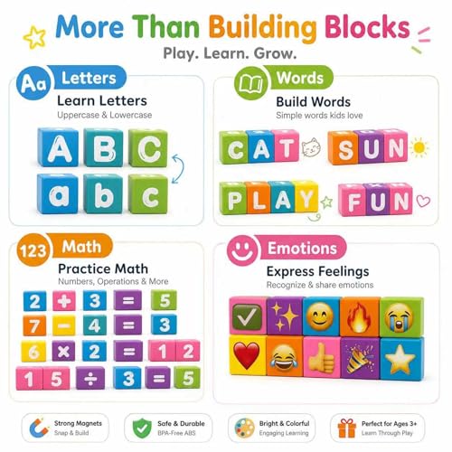Magnetic Letters Blocks Alphabet & Numbers Blocks ABC Learning Toys for Kids Preschool Educational Kit Alphabet Magnets Birthday Gifts for Boys Girls 3+