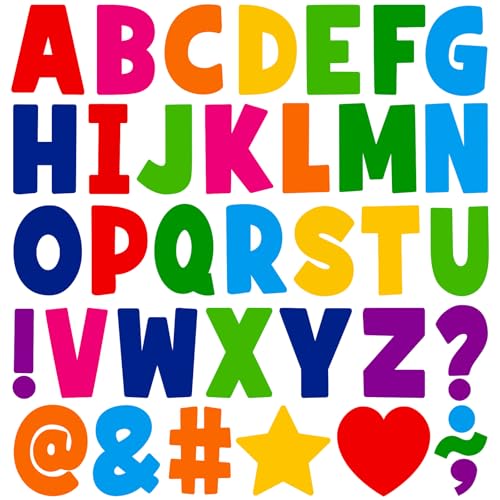 Bulletin Board Letters 108 PCS Letter Stickers Large Alphabet Stickers, Self Adhesive Vinyl Waterproof Letters Sticker for Mailbox Signs Poster Board Classroom Decor & DIY Crafts (Colorful, 4 Inch) - color: Colorful, size: 4 Inch