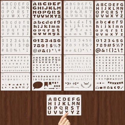 4 Fonts Small Letter Stencils for Painting 0.5 & 1 Inch, 20PCS Reusable Alphabet Symbol Number Stencils for Journaling Scrapbook Crafts Art Projects - color: Upgraded 4 Fonts