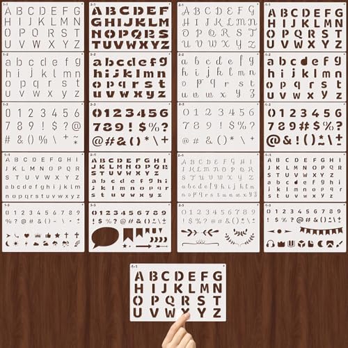 4 Fonts Small Letter Stencils for Painting 0.5 & 1 Inch, 20PCS Reusable Alphabet Symbol Number Stencils for Journaling Scrapbook Crafts Art Projects - color: Upgraded 4 Fonts