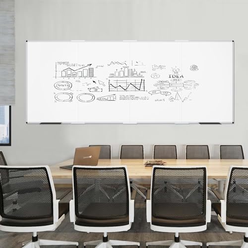 VIZ-PRO Magnetic Dry Erase Board, 120 X 48 Inches, Foldable Wall-Mounted Whiteboard with Silver Aluminum Frame & Marker Tray for School Office and Home 10' X 4' - size: 120"W x 48"H
