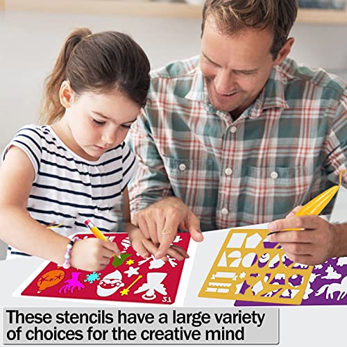 30 Pieces Drawing Stencils Set for Kids, Plastic Drawing Painting Stencil Templates for Kids Crafts School Art Projects, Journal Stencil with 400+ Images - color: Multi 30PCS