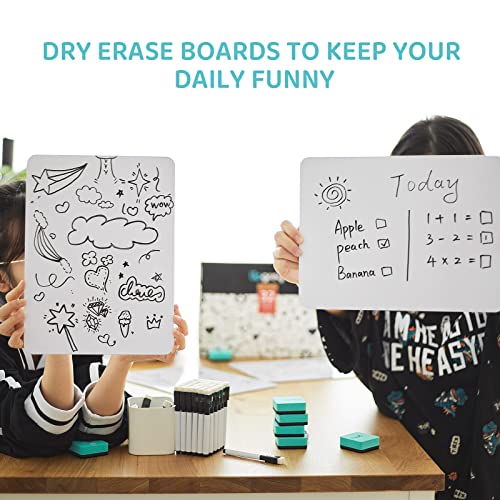 UPGREY Dry Erase Boards, Small Whiteboard 20 Pack 9"X12" Double-Sided Mini Whiteboards for Kids Lapboards with 24 Pens+24 Erasers+24 Pen Clips for Students, Teachers, Class, Office
