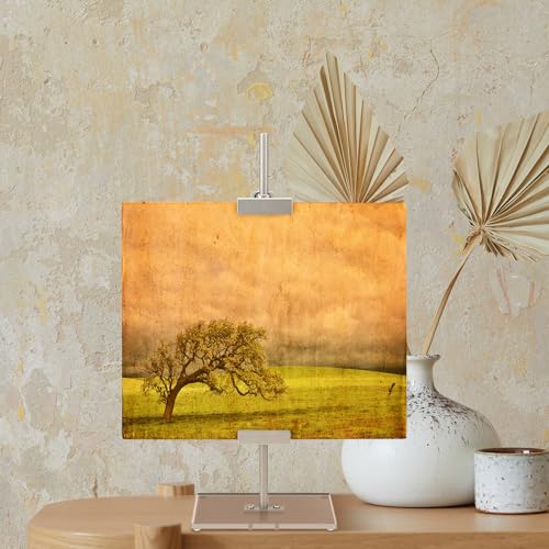RattanView Adjustable Tabletop Easel Silver Picture Frame Holder Stand up to 16.5" H Metal Floating Picture Rack for Display Easel with Acrylic Base 16 x 5 Frame Holder Stand Table for Art Photo Signs - color: Silver