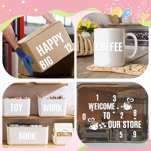 414Pcs Letter Stickers Alphabet Stickers 15 Sheets 2 Inch Vinyl Letter Sticker Self Adhesive Alphabet Number Stick on Sticker for Scrapbook Classroom Craft Window Bulletin Board Sign Mailbox Numbers - color: White